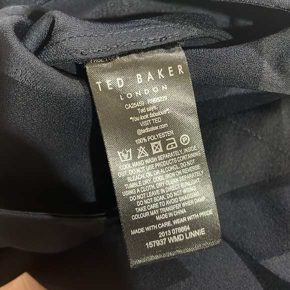 TED BAKER LINNIE STRIPED NAVY MIDI DRESS - Picture 8 of 9